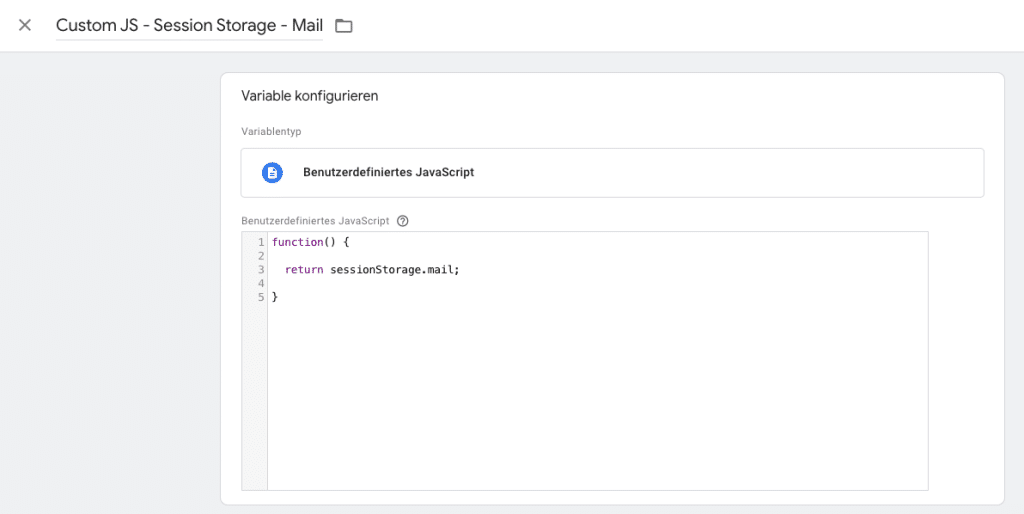 Custom Javascript Session Storage auslesen