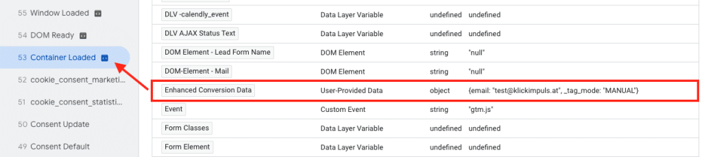 EC Variable zum Zeitpunkt der Conversion